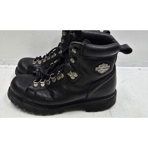 Harley-Davidson Men's Black Leather Work Motorcycle Boots D-Ring Lace Up US 7.5